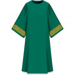  Green \"Assisi\" Deacon Dalmatic - Woven Orphrey - Elias Fabric 