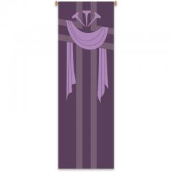  Purple Printed Inside Banner - Nails/Shroud Motif - Raytex Fabric 