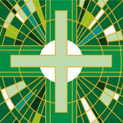  Green \"Designed\" Altar Cover - Deco Fabric 