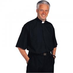  Black Stadelmaier \"TRADICIO\" Short Sleeve Clergy Shirt - Sizes 15\" - 20 1/2\" 