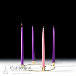  Advent Tapers - 10\" Gold Wreath Set - 3 Purple, 1 Rose - 12\" 