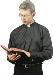  Black Stadelmaier \"TORINO\" Long Sleeve Clergy Shirt - Sizes 15\" - 20 1/2\" 