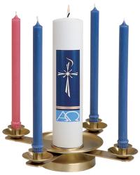  Table Top Advent Wreath - Satin Brass - 15\" W 