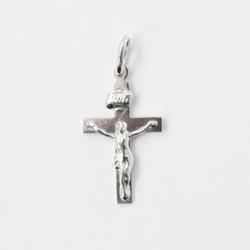  Sterling Silver Rhodium Plated Small Plain Flat Crucifix 