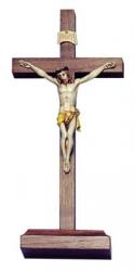  Standing Block 9\" Crucifix (Fontanini) in Walnut Wood 