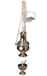  Nickel Plated Brass Censer, Boat & Spoon - 4 Chain 