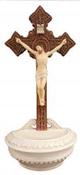  Crucifixion Holy Water Font Hand-Painted, 9\" 