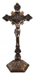  St. Benedict Crucifix Hand-Painted in Cold-Cast Bronze, Stands 22\" - Hangs 14\" 