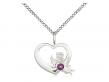  Heart/Guardian Angel Neck Medal/Pendant w/Amethyst Stone Only for February 