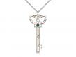  Key w/Double Hearts Neck Medal/Pendant w/Emerald Stone Only for May 