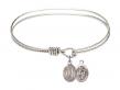  Saint Sebastian/Lacrosse Charm Bangle Bracelet 