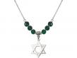  Star of David Medal Birthstone Necklace Available in 15 Colors 