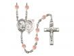  St. Sebastian/Football Centre w/Fire Polished Bead Rosary in 12 Colors 