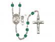  St. Christopher/Football Centre w/Fire Polished Bead Rosary in 12 Colors 