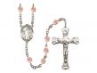  St. Joseph the Worker Centre w/Fire Polished Bead Rosary in 12 Colors 