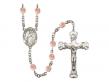  St. Catherine of Alexandria Centre w/Fire Polished Bead Rosary in 12 Colors 