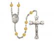  St. Thomas Aquinas Centre w/Fire Polished Bead Rosary in 12 Colors 