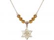  Star of David w/Cross Medal Birthstone Necklace Available in 15 Colors 