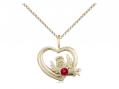  Heart/Guardian Angel Neck Medal/Pendant w/Ruby Stone Only for July 