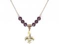  Fleur de Lis Medal Birthstone Necklace Available in 15 Colors 