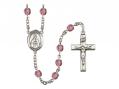  St. Blaise Centre w/Fire Polished Bead Rosary in 12 Colors 