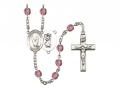  St. Christopher/Gymnastics Centre w/Fire Polished Bead Rosary in 12 Colors 