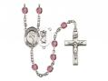  St. Christopher/Martial Arts Centre w/Fire Polished Bead Rosary in 12 Colors 