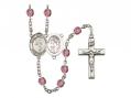  St. Sebastian/Martial Arts Centre w/Fire Polished Bead Rosary in 12 Colors 
