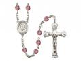  St. Francis de Sales Centre w/Fire Polished Bead Rosary in 12 Colors 