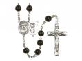  St. Christopher/Motorcycle Centre Rosary w/Black Onyx Beads 