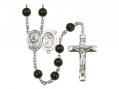  St. Sebastian/Baseball Centre Rosary w/Black Onyx Beads 