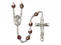  St. Scholastica Centre Rosary w/Aurora Borealis Garnet Beads 