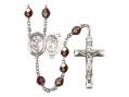  St. Sebastian/Surfing Centre Rosary w/Aurora Borealis Garnet Beads 