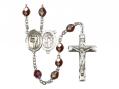  St. Sebastian/Archery Centre Rosary w/Aurora Borealis Garnet Beads 