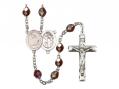  St. Sebastian/Gymnastics Centre Rosary w/Aurora Borealis Garnet Beads 