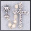  WHITE IMITATION PEARL FIRST COMMUNION ROSARY 