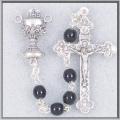  BLACK GLASS FIRST COMMUNION ROSARY 