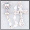  OVAL IMITATION PEARL FIRST COMMUNION ROSARY 