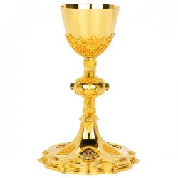  Gothic Chalice & Scale Paten w/Ring 