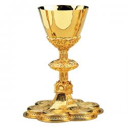  Gothic Chalice & Scale Paten w/Ring 