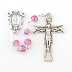  AMETHYST AND RUBY CRACKLED BEAD ROSARY 