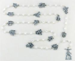  OVAL FAUX MOTHER OF PEARL BEAD ROSARY WITH 15 STATIONS 