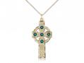  Kilklispeen Celtic Cross Neck Medal/Pendant Only w/Green Stones 