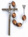  BROWN OVAL WOOD BEAD WALL ROSARY 