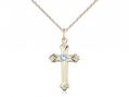  Cross Neck Medal/Pendant w/Aqua Stone Only for March 