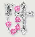  HEART SHAPED PINK COLOR BEADS ROSARY 
