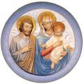  Holy Family Medallion/Plaque Relief Without Background in Linden Wood, 30" Dia 