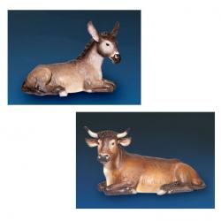 Ox w/Donkey Christmas Nativity Figurines by \"Demetz\" in Fiberglass 