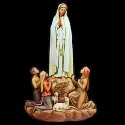  Our Lady of Fatima Group Statue 3/4 Relief in Linden Wood, 36\" & 48\"H 