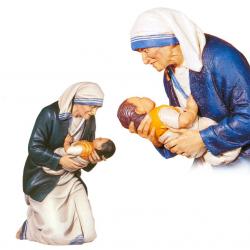  St. Mother Theresa of Calcutta Kneeling w/Child Statue in Fiberglass, 16\" - 48\"H 